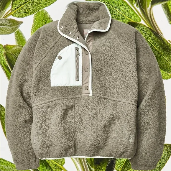NWT Free people movement Hit The Slopes Pullover Fleece Pullover with Pocket - Picture 1 of 7